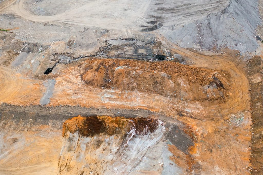 Quarry for mining of natural resources on the hill